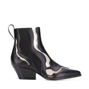 Sergio Rossi PVC-TRIMMED LEATHER ANKLE BOOTS
